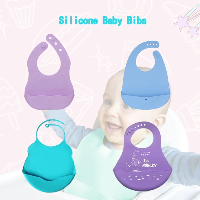 Bibs silicone leanbh, bibs leanbh silicone do bhuachaillí agus do chailíní, bibs uiscedhíonacha bog inchoigeartaithe, bibs beathú silicone